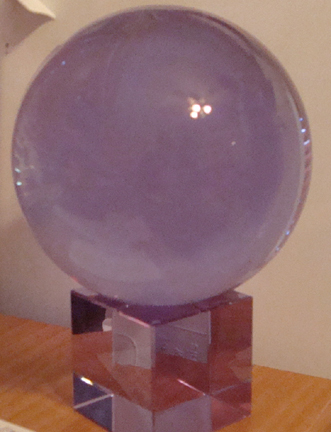 Purple Crystal Ball With Stand 4 1/2" Wide